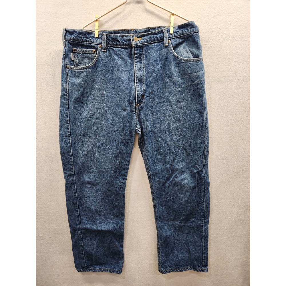 Vtg Carhartt B18 PRW Men's Jeans 40x30‎ Made USA Medium Blue Denim Y2K Workwear